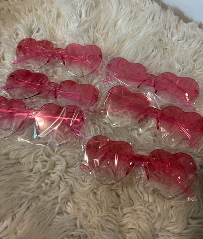 Pack of 6 pink heart sunglasses