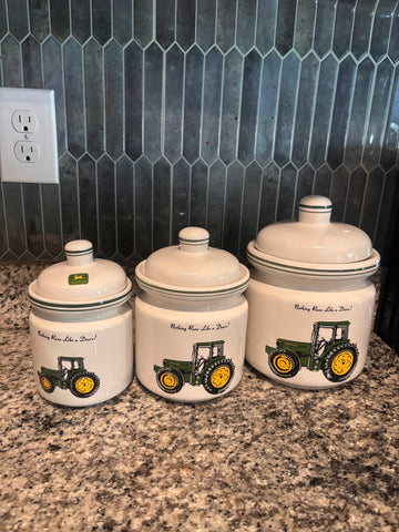 Set of 3 John Deere Canisters