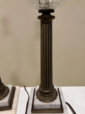 Antique Marble Base Crystal Lamps Set of 2.