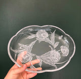 Etched Glass Flower Plate