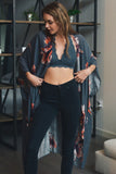 FLORAL KIMONO- GRAY