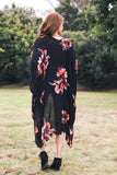 FLORAL KIMONO- BLACK