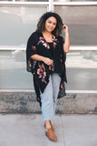 FLORAL KIMONO- BLACK