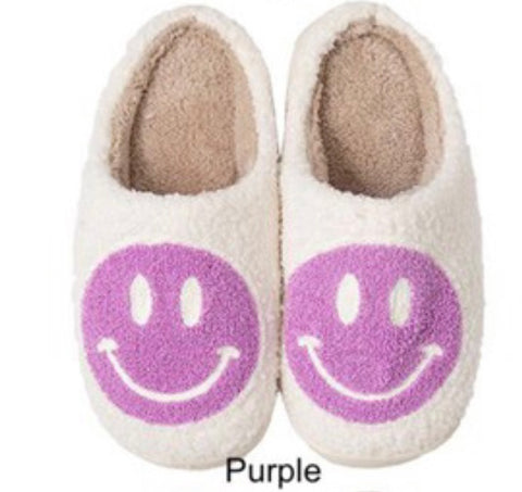 Smiley Face Slippers- Purple