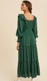 Emmie Ruffle Dress in Emerald